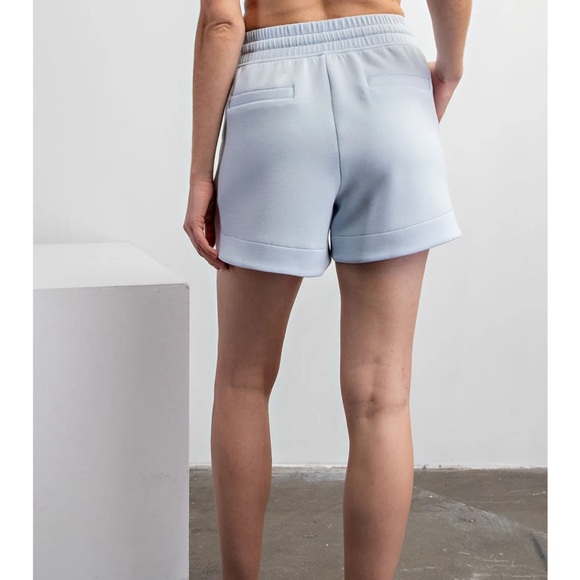 Rae Mode Scuba Tulip Shorts in Soft Blue - Picture 2 of 16